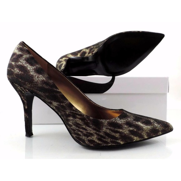 Nine west Flax Pointed-Toe Pump Heels Bronze / Gold Fabric Size 9.5 - Picture 10 of 10